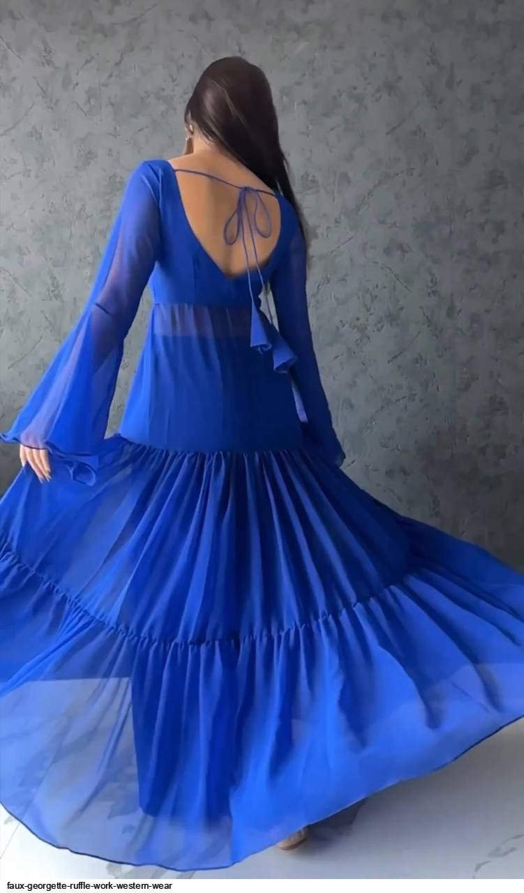 Faux Georgette Ruffle Work Western Wear 5963