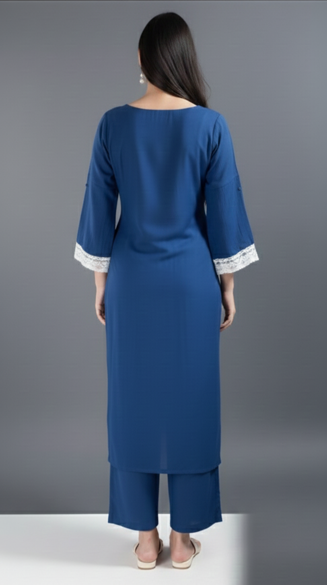 sahar suit calm, fresh, simple & graceful, perfect for this soothing blue color